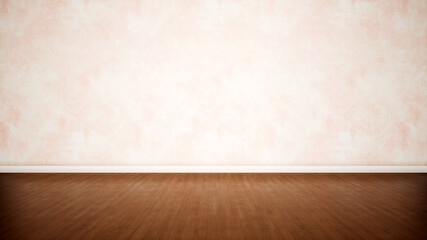 Concept or conceptual vintage or grungy brown background of natural wood or wooden old texture floor and concrete wall for contrast. A 3d illustration metaphor for time, material, solitude or rust