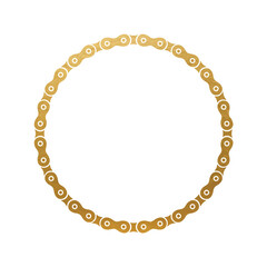 Golden Bike Chain Frame - Round Decoration Element - Vector