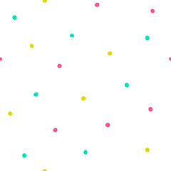 Simple pattern with colorful small dots. Vector seamless confetti illustration for wallpaper, packaging, textile