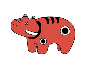 赤べこのかわいいイラスト／シンプル／日本／和／年賀状／丑／2021