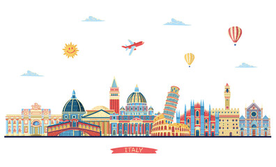 Fototapeta premium Italy detailed skylines. Vector illustration 