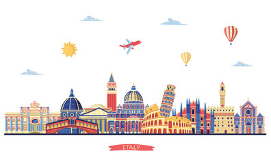 Obraz na płótnie Canvas Italy detailed skylines. Vector illustration 