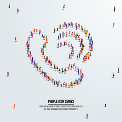 Phone call icon or concept. large group of people form to create a shape phone. vector illustration.