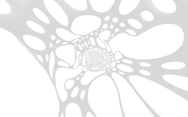White Abstract Organic Tunnel Background 3d render