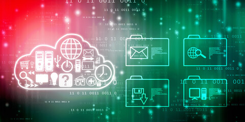 Obraz premium 2d rendering technology Cloud computing 