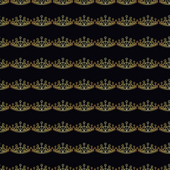 Golden geometric Crown seamless vector pattern © xenial
