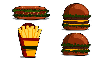 set of fastfood vector illustration