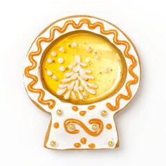 Schneekugel Motiv Lebkuchengebäck mit Weihnachtsdekoration