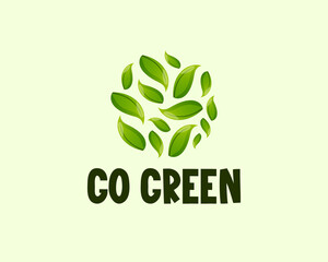 Go Green text label with green leaves.
