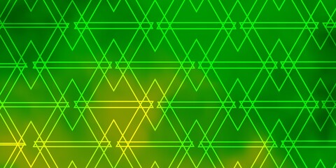 Light Green, Yellow vector background with triangles. Beautiful illustration with triangles in nature style. Template for wallpapers.