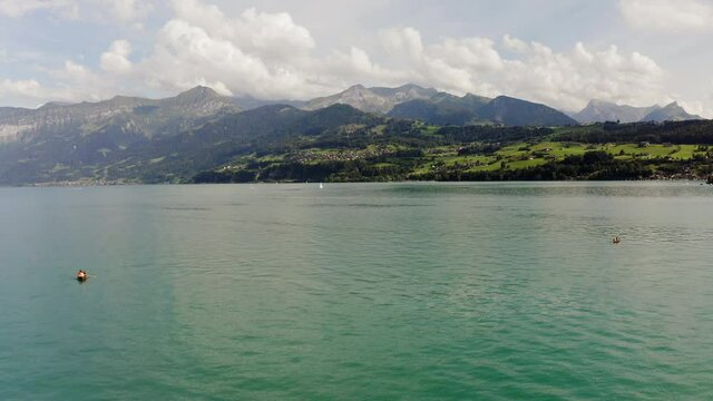 Lake Thun in Switzerland aerial view