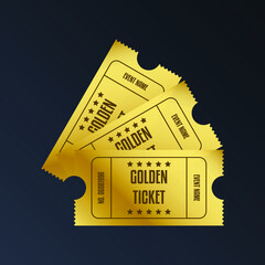 Luxury gold ticket and coupon template vintage vector isolated.