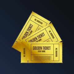 Luxury gold ticket and coupon template vintage vector isolated.