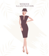 Fashion woman background  with  floral elements