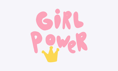 Hand drawn vector inscription. Girl power text isolated on white background. Template for banner, poster or print. Summer lettering collection