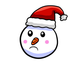 Cartoon Stylized Sad Snowman Emoticon