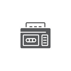 Retro cassette tape recorder vector icon symbol isolated on white background