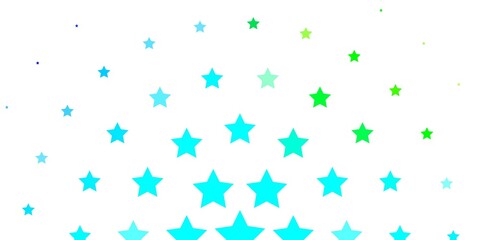 Light Blue, Green vector template with neon stars. Colorful illustration in abstract style with gradient stars. Pattern for wrapping gifts.