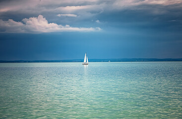 Sailboat on lake Balaton, Hungary in summer