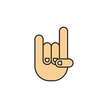 Rock and roll hand vector icon symbol isolated on white background