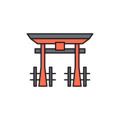 Torii gate vector icon symbol japanese icon isolated on white background