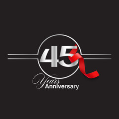 45 Year Anniversary celebration Vector Template Design Illustration