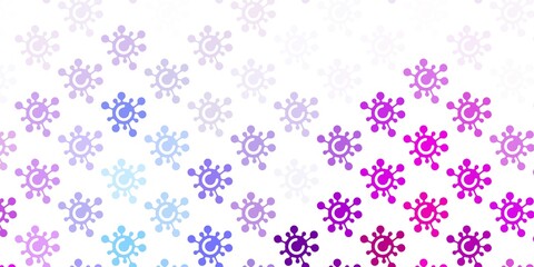 Light Blue, Red vector background with covid-19 symbols.