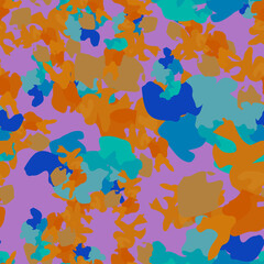 Fototapeta na wymiar UFO camouflage of various shades of violet, orange and blue colors