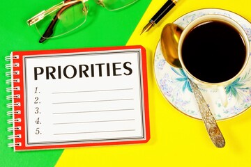 Priorities - text label in the planning tasks Notepad. Shows the importance and determines the...