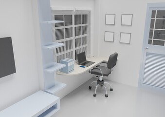 Modern home working corner scene 3D rendering home and architecture wallpaper background