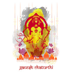  vector illustration of Lord Ganpati caricature background for Ganesh Chaturthi festival of India