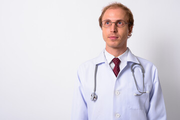 Portrait of man doctor with blond hair