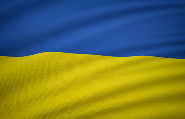 Ukraine Flag, Wavy Fabric Flag, Ukraine, 3D Render