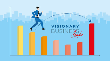 Business concept. Businessman jumps across the loss profit graph.