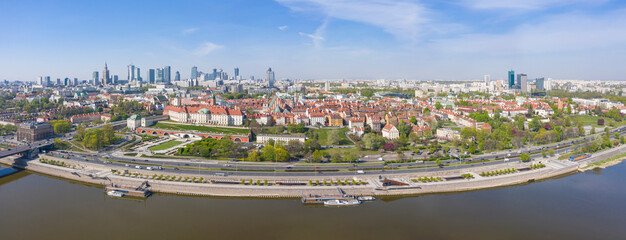 Warszawa, panorama - obrazy, fototapety, plakaty