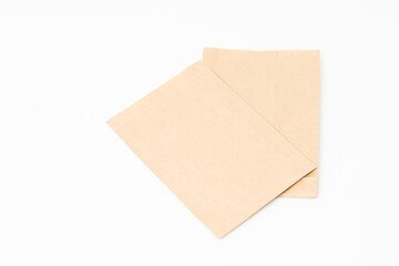 Brown craft paper bag for food packaging template isolated on white background. template mockup collection.