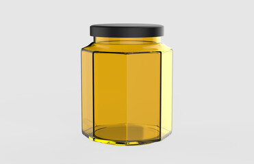 Honey jar mock ups isolated on white. Honey packaging design concept. 3d illustration