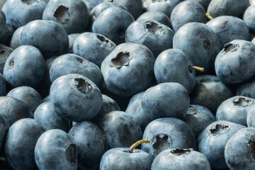 Food background. Close-up of blueberries. Macro shot.