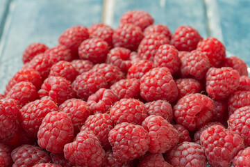 Food background. Close-up of raspberries. Macro shot.