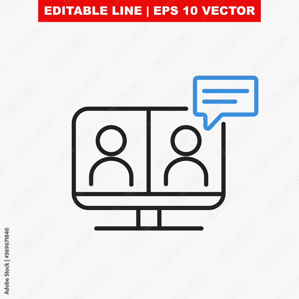 Poster online webinar call for remote work vector icon. virtual conference from home office through compute