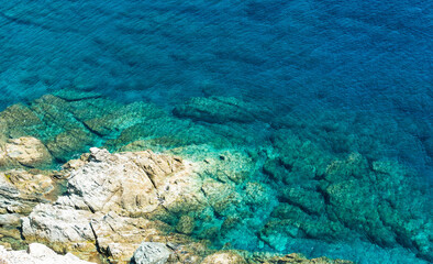 The shining blue Mediterranean sea at Corsica.