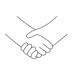 Shaking hands. Flat clean line vector illustration on white. 