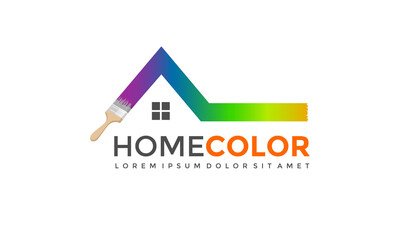 Home Color Logo - House Paint Vector Template