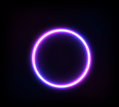 Neon circle glowing purple light for advertising