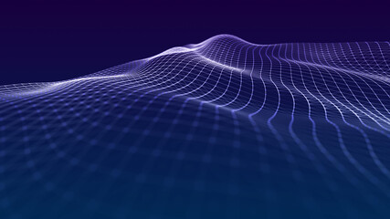 Technology abstract background. Image of the loose waves of points. Big data. 3D rendering.