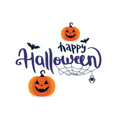 Halloween lettering with pumpkins and bats