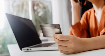 Searching Browsing Internet Data Information with blank search bar.businessman working with smart...