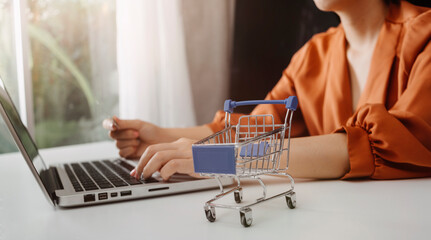 Searching Browsing Internet Data Information with blank search bar.businessman working with smart...