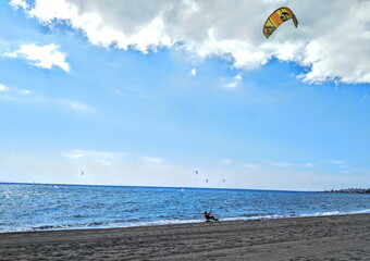 kite surfing on the beach