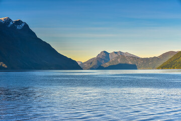 view of the lake and mountains